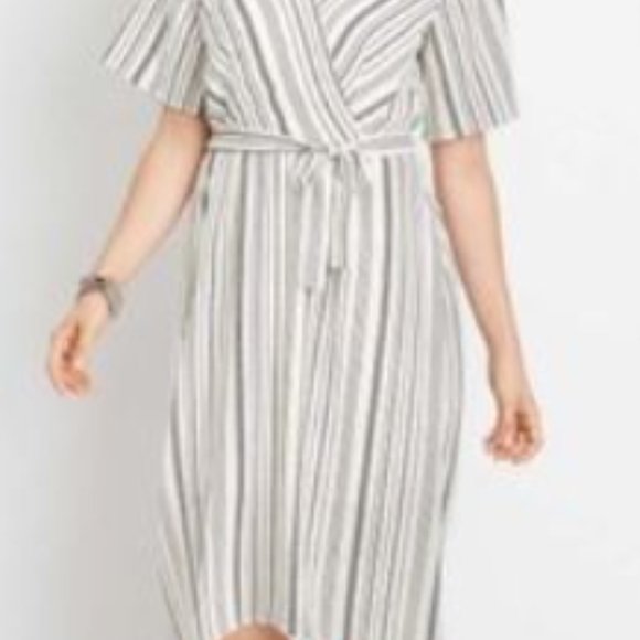 Maurices Size Small Wrap Dress White with Black Stripes - Picture 2 of 9